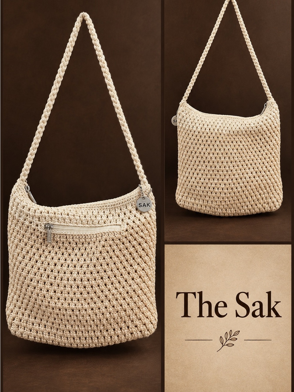 The Sak Beige Crochet Shoulder Bag